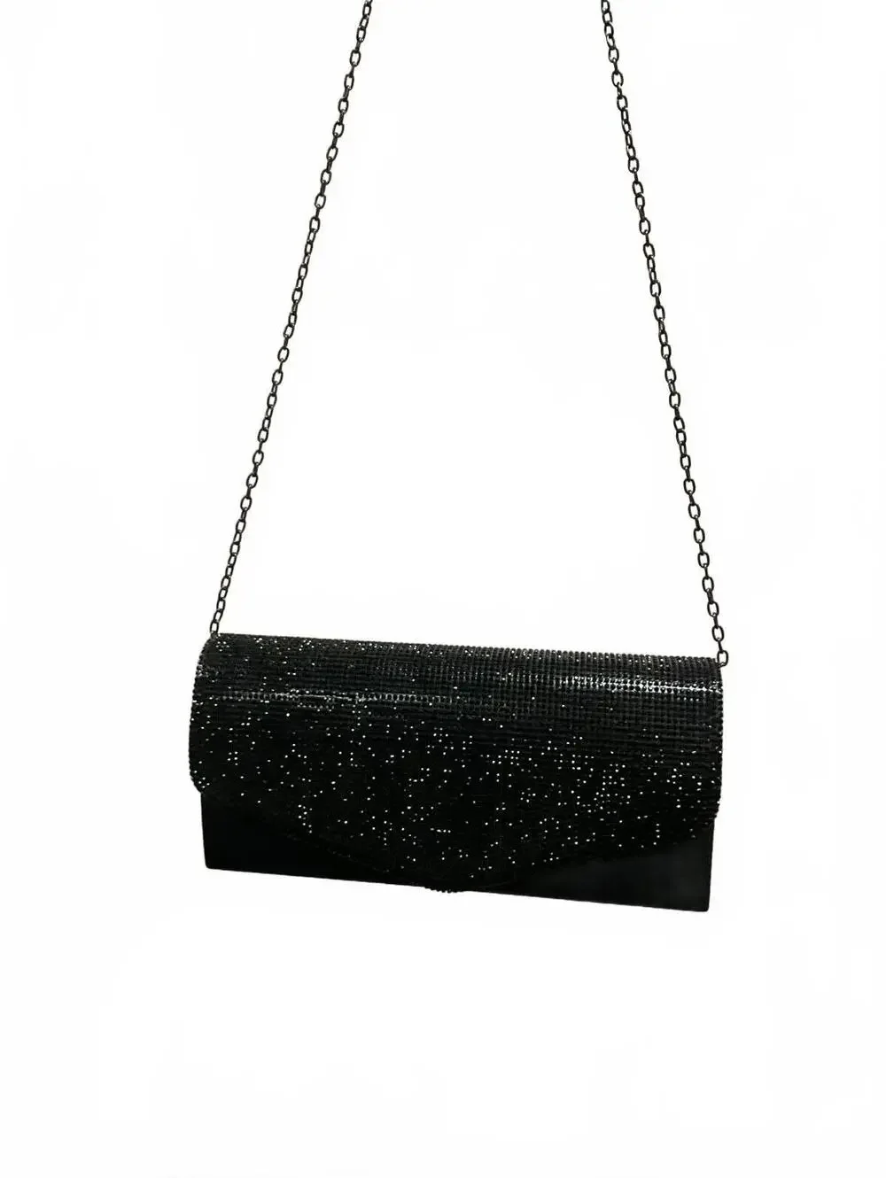 Black Crystal Beaded Clutch Shoulder Bag NWT